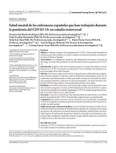 Salud mental de las enfermeras españolas que han trabajado durante la pandemia del COVID-19: un estudio transversal