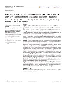 El rol mediador de la atención de enfermería omitida en la relación entre la vocación profesional y la intención de cambio de empleo