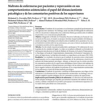 Maltrato de enfermeras por pacientes y repercusión en sus comportamientos asistenciales: el papel del distanciamiento psicológico y de los comentarios positivos de los supervisores