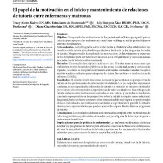 El papel de la motivación en el inicio y mantenimiento de relaciones de tutoría entre enfermeras y matronas