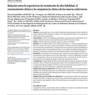 Relación entre la experiencia de simulación de alta fidelidad, el razonamiento clínico y la competencia clínica de las nuevas enfermeras