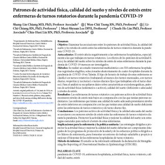 Patrones de actividad física, calidad del sueño y niveles de estrés entre enfermeras de turnos rotatorios durante la pandemia COVID-19