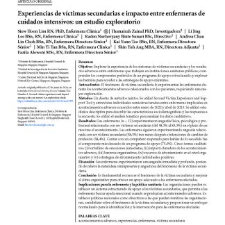 Experiencias de víctimas secundarias e impacto entre enfermeras de cuidados intensivos: un estudio exploratorio