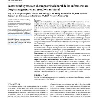 Factores influyentes en el compromiso laboral de las enfermeras en hospitales generales: un estudio transversal
