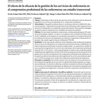 El efecto de la eficacia de la gestión de los servicios de enfermería en el compromiso profesional de las enfermeras: un estudio transversal