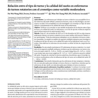 Relación entre el tipo de turno y la calidad del sueño en enfermeras de turnos rotatorios con el cronotipo como variable moderadora