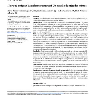 ¿Por qué emigran las enfermeras turcas? Un estudio de métodos mixto