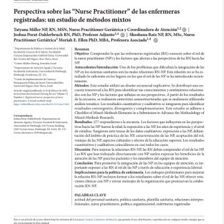 Perspectiva sobre las “Nurse Practitioner” de las enfermeras registradas: un estudio de métodos mixtos