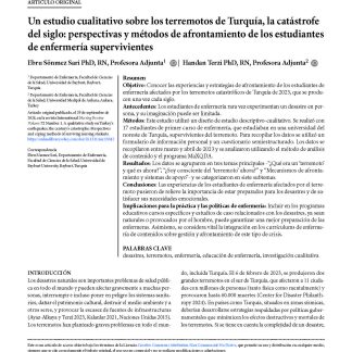 Un estudio cualitativo sobre los terremotos de Turquía, la catástrofe del siglo: perspectivas y métodos de afrontamiento de los estudiantes de enfermería supervivientes