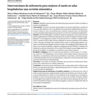 Intervenciones de enfermería para mejorar el sueño en salas hospitalarias: una revisión sistemática