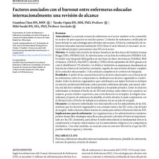 Factores asociados con el burnout entre enfermeras educadas internacionalmente: una revisión de alcance