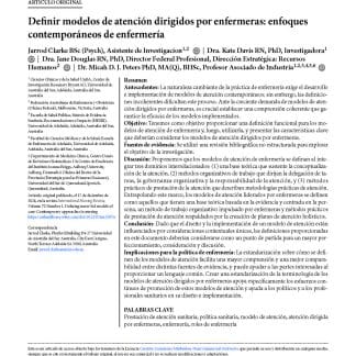 Definir modelos de atención dirigidos por enfermeras: enfoques contemporáneos de enfermería