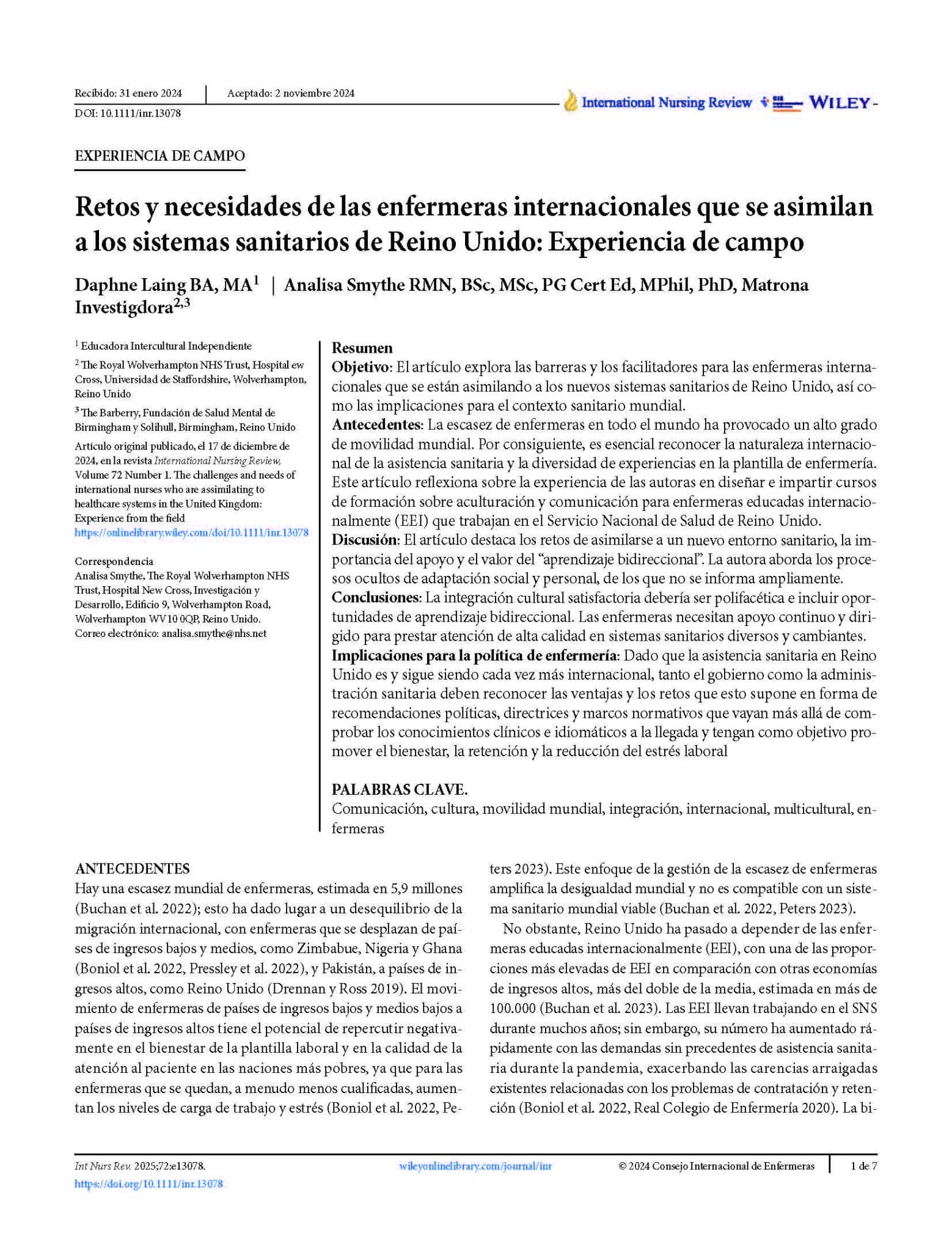 Angustia de la víctima secundaria, apoyo organizativo, colaboración interprofesional y crecimiento postraumático en enfermeras