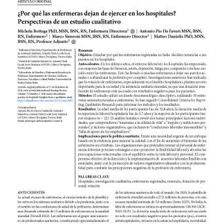 ¿Por qué las enfermeras dejan de ejercer en los hospitales? Perspectivas de un estudio cualitativo