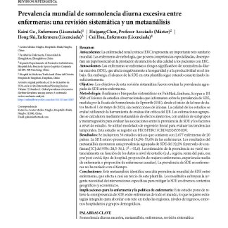 Prevalencia mundial de somnolencia diurna excesiva entre enfermeras: una revisión sistemática y un metaanálisis