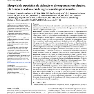 El papel de la exposición a la violencia en el comportamiento altruista y la firmeza de enfermeras de urgencias en hospitales rurales