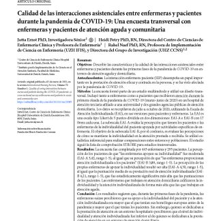Calidad de las interacciones asistenciales entre enfermeras y pacientes durante la pandemia de COVID-19: Una encuesta transversal con enfermeras y pacientes de atención aguda y comunitaria