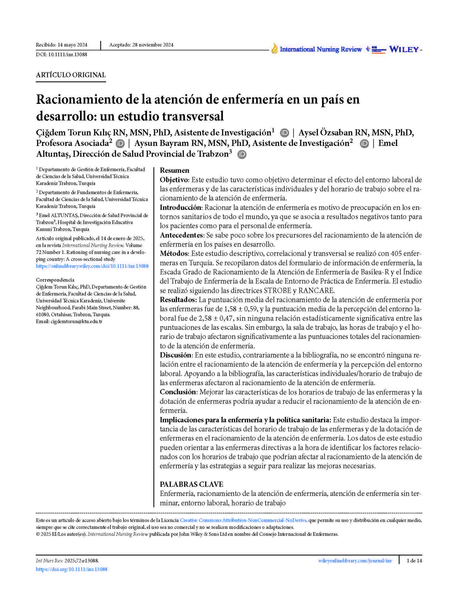 Racionamiento de la atención de enfermería en un país en desarrollo: un estudio transversal