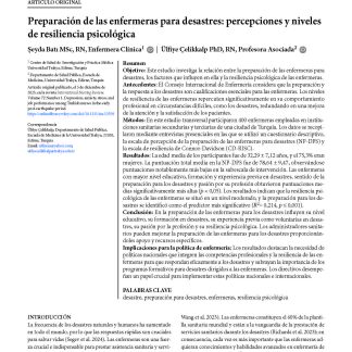 Preparación de las enfermeras para desastres: percepciones y niveles de resiliencia psicológica