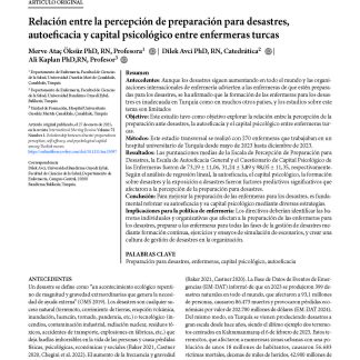 Relación entre la percepción de preparación para desastres, autoeficacia y capital psicológico entre enfermeras turcas