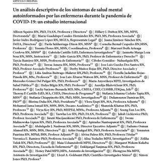 Un análisis descriptivo de los síntomas de salud mental autoinformados por las enfermeras durante la pandemia de COVID-19: un estudio internacional