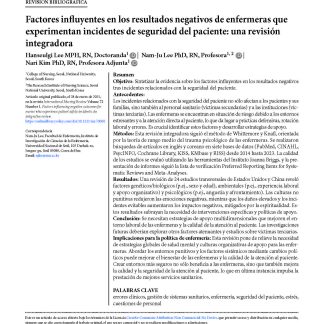 Factores influyentes en los resultados negativos de enfermeras que experimentan incidentes de seguridad del paciente: una revisión integradora
