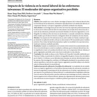 Impacto de la violencia en la moral laboral de las enfermeras taiwanesas: El moderador del apoyo organizativo percibido