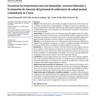 Encontrar las trayectorias entre las demandas−recursos laborales y la intención de rotación del personal de enfermería de salud mental comunitaria en Corea