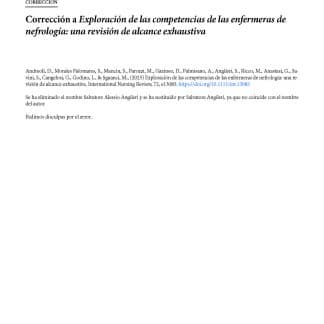 Corrección a Exploración de las competencias de las enfermeras de nefrología: una revisión de alcance exhaustiva