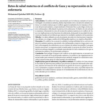 Retos de salud materna en el conflicto de Gaza y su repercusión en la enfermería