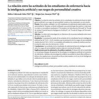 La relación entre las actitudes de los estudiantes de enfermería hacia la inteligencia artificial y sus rasgos de personalidad creativa