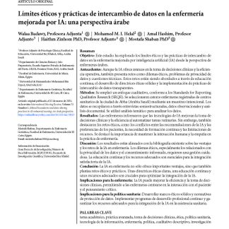 Límites éticos y prácticas de intercambio de datos en la enfermería mejorada por IA: una perspectiva árabe