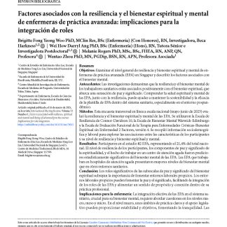Factores asociados con la resiliencia y el bienestar espiritual y mental de enfermeras de práctica avanzada: implicaciones para la integración de roles