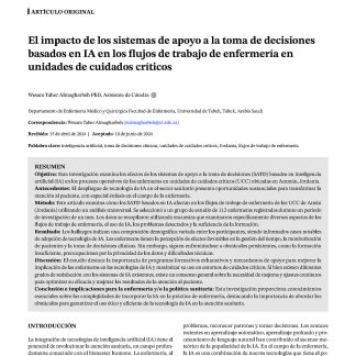 El impacto de los sistemas de apoyo a la toma de decisiones basados en IA en los flujos de trabajo de enfermería en unidades de cuidados críticos