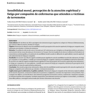Sensibilidad moral, percepción de la atención espiritual y fatiga por compasión de enfermeras que atienden a víctimas de terremotos