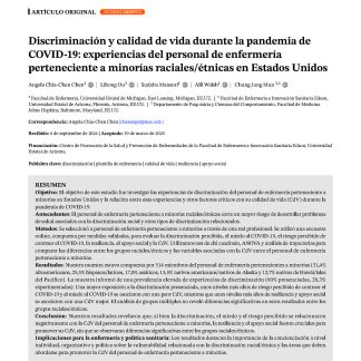 Discriminación y calidad de vida durante la pandemia de COVID-19: experiencias del personal de enfermería perteneciente a minorías raciales/étnicas en Estados Unidos