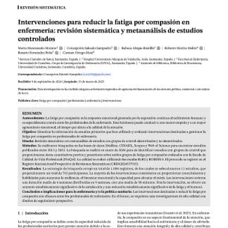 Intervenciones para reducir la fatiga por compasión en enfermería: revisión sistemática y metaanálisis de estudios controlados