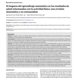El impacto del aprendizaje automático en los resultados de salud relacionados con la actividad física: una revisión sistemática y un metaanálisis