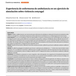 Experiencia de enfermeras de ambulancia en un ejercicio de simulación sobre violencia conyugal