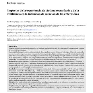 Impactos de la experiencia de víctima secundaria y de la resiliencia en la intención de rotación de las enfermeras