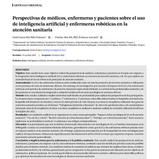 Perspectivas de médicos, enfermeras y pacientes sobre el uso de inteligencia artifĳicial y enfermeras robóticas en la atención sanitaria