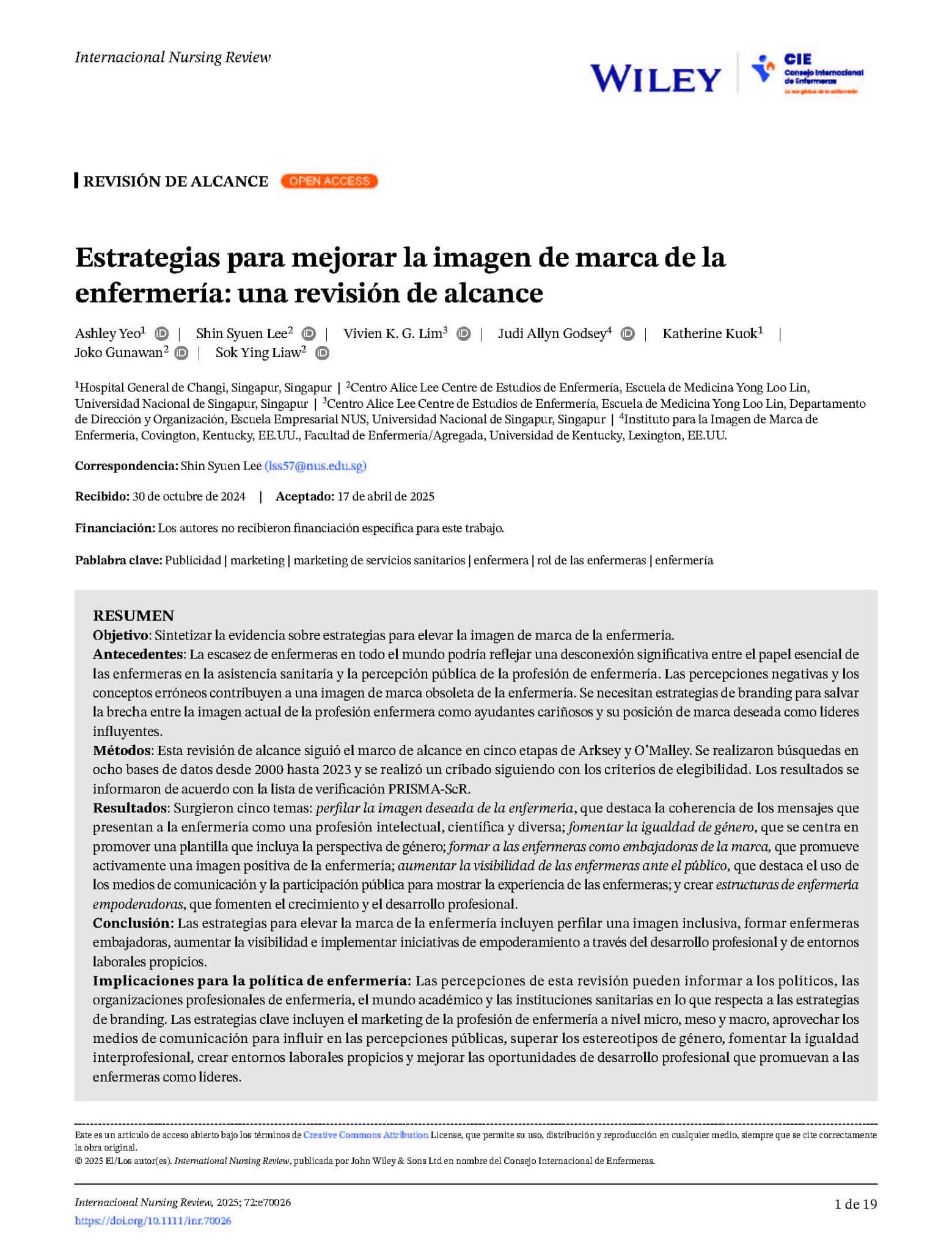 Estrategias para mejorar la imagen de marca de la enfermería: una revisión de alcance