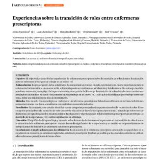 Experiencias sobre la transición de roles entre enfermeras prescriptoras