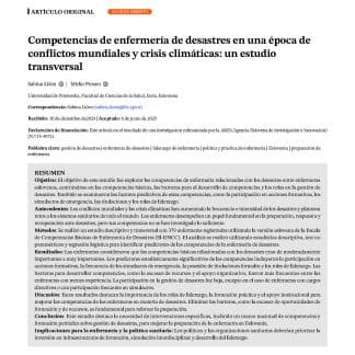Competencias de enfermería de desastres en una época de conflictos mundiales y crisis climáticas: un estudio transversal