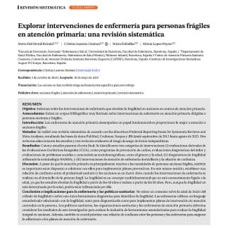 Explorar intervenciones de enfermería para personas frágiles en atención primaria: una revisión sistemática